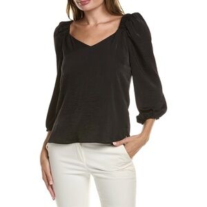 NWT Vince Camuto Puff Sleeve Elastic Shoulder Blouse In Black